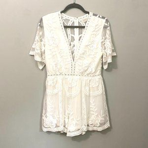 Urban Outfitters White Lace Romper